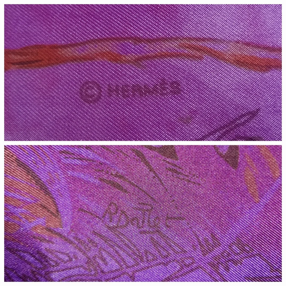 HERMÈS Equateur Silk Twill Scarf Dip Dye 140cm Violet/Multi - Picture 14 of 16